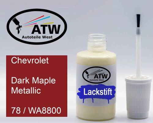 Chevrolet, Dark Maple Metallic, 78 / WA8800: 20ml Lackstift, von ATW Autoteile West.